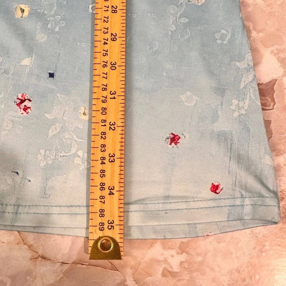 Floral Sleeveless Shift Dress Women L Blue Grommet Strap Casual Summer Mini - Picture 7 of 8